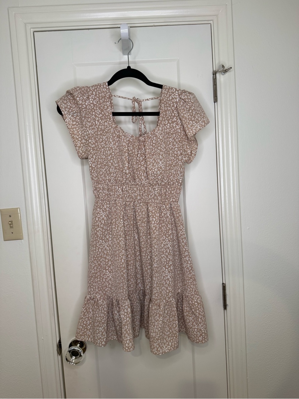 Altar'd State Beige Floral Short Sleeve Mini Dress